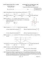 Đề thi học kì 1 môn Toán 12 năm 2018-2019 có đáp án - Trường THPT Nguyễn Trãi