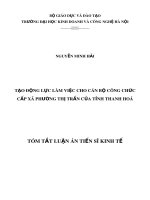 Tóm tắt luận án Tiến sĩ Kinh tế: Tạo động lực làm việc cho cán bộ công chức cấp xã phường thị trấn của Tỉnh Thanh Hoá