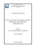 Tóm tắt luận văn Thạc sĩ: Quản lý Nhà nước về giáo dục mầm non trên địa bàn Thị xã Điện Bàn - Tỉnh Quảng Nam