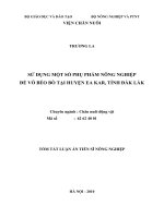 Tóm tắt luận án Tiến sĩ Nông nghiệp: Sử dụng một số phụ phẩm nông nghiệp để vỗ béo bò tại huyện Ea Kar, tỉnh Đắk Lắk