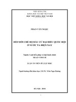Luận án tiến sĩ Luật học: Đổi mới chế độ bầu cử đại biểu Quốc hội ở nước ta hiện nay