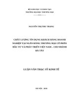 luận văn thạc sĩ chất lượng tín dụng khách hàng doanh nghiệp tại ngân hàng TMCP đầu tư và phát triển việt nam – chi nhánh hà tây 