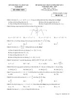 Đề thi học kì 1 môn Toán 12 năm 2018-2019 có đáp án - Sở GD&ĐT Nam Định