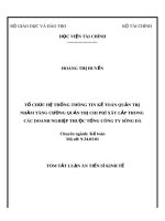 Tóm tắt luận án Tiến sĩ Kinh tế: Tổ chức hệ thống thông tin kế toán quản trị nhằm tăng cường quản trị chi phí xây lắp trong các doanh nghiệp thuộc tổng công ty Sông Đà