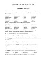 Đề ôn thi vào lớp 10 chuyên Anh năm học 2019-2020