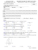 Đề thi học kì 1 môn Toán 12 năm 2018-2019 có đáp án - Trường THPT Cù Huy Cận