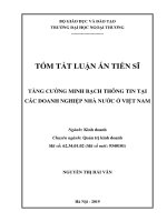 Tóm tắt luận án Tiến sĩ: Tăng cường minh bạch thông tin tại các doanh nghiệp Nhà nước ở Việt Nam
