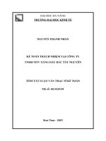 Tóm tắt luận văn Thạc sĩ: Kế toán trách nhiệm tại Công Ty TNHH MTV Xăng dầu Bắc Tây Nguyên