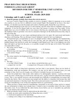 Đề cương ôn tập học kì 1 môn Tiếng Anh 11 năm 2019-2020 - Trường THPT Phan Bội Châu