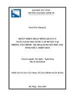 Tóm tắt luận văn Thạc sĩ Tài chính ngân hàng: Hoàn thiện hoạt động quản lý ngân sách nhà nước cấp huyện tại phòng Tài chính - Kế hoạch huyện Phú Lộc tỉnh Thừa Thiên Huế