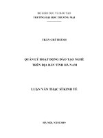 luận văn thạc sĩ quản lý hoạt động đào tạo nghề trên địa bàn tỉnh hà nam 