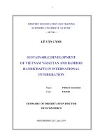 Summary of dissertation Doctor of Economics: Sustainable development of Vietnam''s rattan and bamboo handicrafts in international intergration