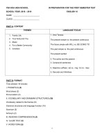 Đề cương ôn tập học kì 1 môn Tiếng Anh 10 năm 2018-2019 - Trường THPT Yên Hòa