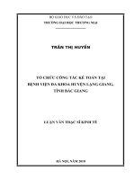 luận văn thạc sĩ tổ chức công tác kế toán tại bệnh viện đa khoa huyện lạng giang, tỉnh bắc giang 