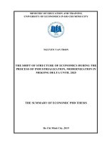The summary of Economic PhD thesis: The shift of structure of economics during the process of industrialization, modernization in Mekong delta until 2025