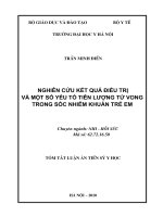 Tóm tắt luận văn Tiến sĩ Y học: Nghiên cứu kết quả điều trị và một số yếu tố tiên lượng tử vong trong sốc nhiễm khuẩn trẻ em