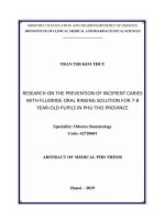 Abstract of medical PHD thesis: Research on the prevention of incipient caries with fluorideoral rinsing solution for 7-8-year-old pupils in Phu Tho province