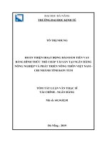 Tóm tắt luận văn Thạc sĩ Tài chính ngân hàng: Hoàn thiện hoạt động bảo đảm tiền vay bằng hình thức thế chấp tài sản tại Ngân hàng Nông nghiệp và phát triển Nông thôn Việt Nam - Chi nhánh