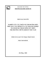 Tóm tắt luận văn Thạc sĩ: Nghiên cứu các nhân tố ảnh hưởng đến hiệu quả tài chính của các doanh nghiệp ngành Dược phẩm niêm yết trên thị trường chứng khoán Việt Nam