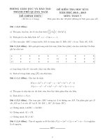 Đề thi học kì 2 môn Toán 7 năm 2018-2019 - Phòng GD&ĐT Thành phố Quảng Ngãi