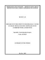 Summary of the thesis: Research on Treatment of esophageal cancer by right thoracoscopic esophagectomy combined wit laparotomy