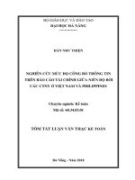 Tóm tắt luận văn Thạc sĩ: Nghiên cứu mức độ công bố thông tin trên báo cáo tài chính giữa niên độ bởi các công ty niêm yết ở Việt Nam và Philippines
