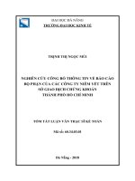Tóm tắt luận văn Thạc sĩ: Nghiên cứu công bố thông tin về báo cáo bộ phận của các công ty niêm yết trên Sở giao dịch chứng khoán Thành phố Hồ Chí Minh