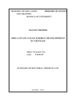 Summary of Doctoral thesis in Law: The law on clean energy development in Vietnam