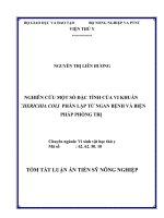 Tóm tắt luận văn Tiến sĩ Nông nghiệp: Nghiên cứu một số đặc tính của vi khuẩn Escherichia Coli phân lập từ ngan bệnh và biện pháp phòng trị