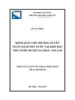 Tóm tắt luận văn Thạc sĩ: Kiểm soát chi thường xuyên ngân sách Nhà nước tại Kho bạc Nhà nước Huyện Ia Grai
