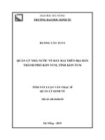 Tóm tắt luận văn Thạc sĩ: Quản lý nhà nước về đất đai trên địa bàn thành phố Kon Tum, tỉnh Kon Tum