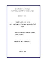 Tóm tắt luận văn Tiến sĩ Kinh tế: Nghiên cứu giải pháp phát triển bền vững rau an toàn ở Hà Nội