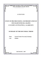 Summary of the Doctoral thesis: Study on pre-processing and preservation of post-harvested sea grapes (Caulerpa lentillifera J. Agardh 1837)