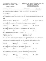 Đề kiểm tra 1 tiết chương 3 Giải tích 12 năm học 2018-2019 có đáp án - Trường THP Phước Vĩnh