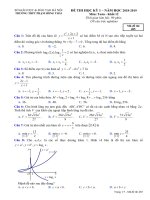 Đề thi học kì 1 môn Toán 12 năm 2018-2019 có đáp án - Trường THPT Phạm Hồng Thái