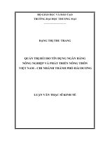 luận văn thạc sĩ quản trị rủi ro tín dụng tại ngân hàng nông nghiệp và phát triển nông thônviệt nam   chi nhánh thành phố hải dương 