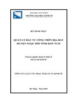 Tóm tắt luận văn Thạc sĩ: Quản lý đầu tư công trên địa bàn huyện Ngọc Hồi tỉnh Kon Tum