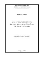 luận văn thạc sĩ quản lý hoạt động tín dụng tại ngân hàng chính sách xã hội – chi nhánh tỉnh sơn la’ 