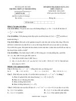 Đề thi KSCL lần 1 môn Toán 12 năm 2018-2019 có đáp án - Trường THPT Lý Thánh Tông