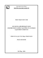 Tóm tắt luận văn Thạc sĩ: Xây dựng mô hình kế toán chi phí chất lượng tại Công ty Cổ phần Gạch men Cosevco