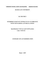 Summary of Law dissertation: Interpretation of contracts in accordance with Vietnamese law regulations
