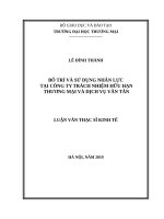 luận văn thạc sĩ bố trí và sử dụng nhân lực tại công ty TNHH thương mại và dịch vụ văn tân 