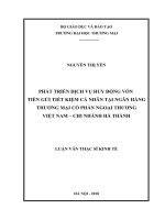 luận văn thạc sĩ phát triển dịch vụ huy động vốn tiền gửi tiết kiệm cá nhân tại ngân hàng ngoại thương việt nam – chi nhánh hà thành (2) 