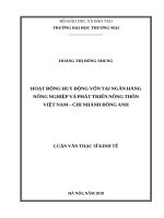 luận văn thạc sĩ hoạt động huy động vốn tại ngân hàng nông nghiệp và phát triển nông thôn việt nam   chi nhánh đông anh 