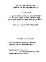 Tóm tắt luận án Tiến sĩ Kinh tế: Quyết định đầu tư của doanh nghiệp trong điều kiện bất định trường hợp thuế carbon tại các nước đang phát triển