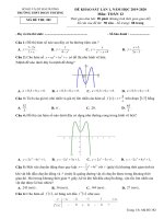 Đề thi KSCL lần 1 môn Toán 12 năm 2019-2020 có đáp án - Trường THPT Đoàn Thượng