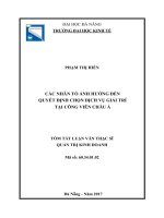 Tóm tắt luận văn Thạc sĩ Quản lý kinh tế: Các nhân tố ảnh hưởng đến quyết định chọn dịch vụ giải trí tại Công Viên Châu Á