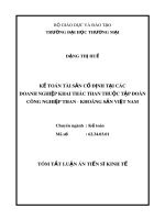 Tóm tắt luận án Tiến sĩ Kinh tế: Kế toán tài sản cố định tại các doanh nghiệp khai thác than thuộc Tập đoàn Công nghiệp Than - Khoáng sản Việt Nam