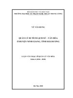 Luận văn thạc sĩ Quản lý văn hóa: Quản lý di tích lịch sử - văn hóa ở huyện Ninh Giang, tỉnh Hải Dương