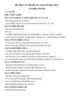 Đề cương ôn tập học kì 1 môn Sinh học 11 năm 2019-2020 - Trường THPT Ngô Quyền